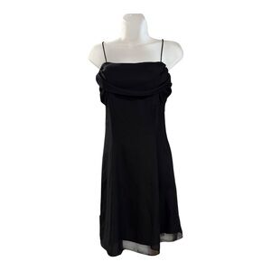 Betsy &‎ Adam Black Spaghetti Strap Chiffon Dress Y2K Cocktail Coquette